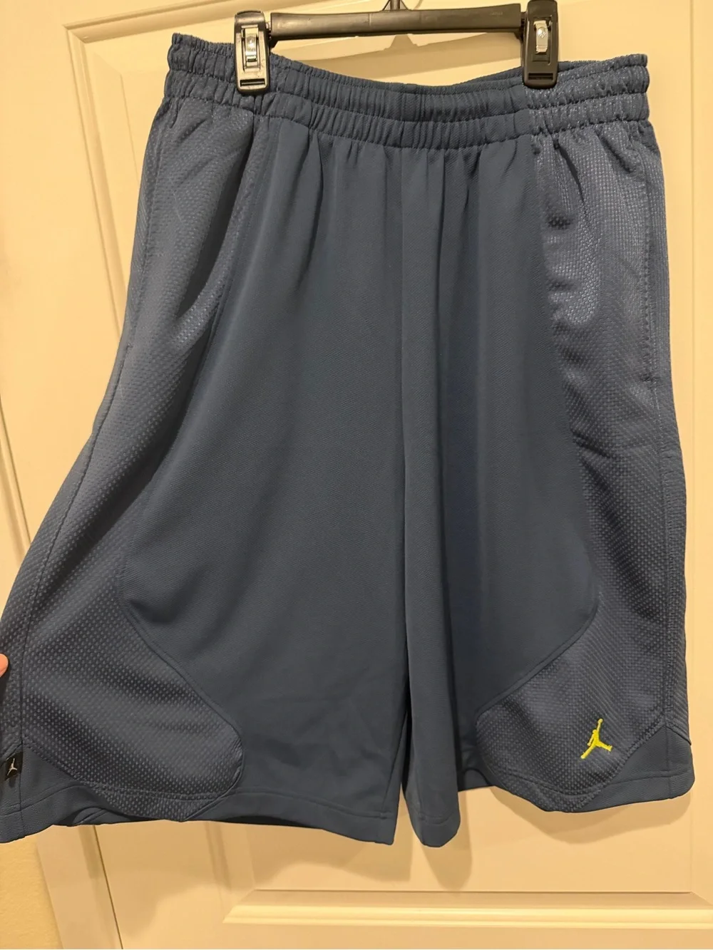 Jordan Navy Athletic Basketball Shorts with Neon Jumpman